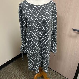 LOFT Black and White Diamond Pattern Dress